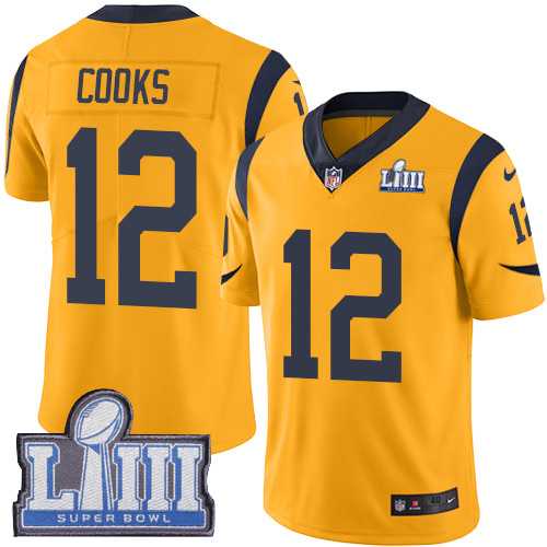 Nike Rams 12 Brandin Cooks Gold 2019 Super Bowl LIII Color Rush Limited Jersey,We sell and wholesale Nike Rams 12 Brandin Cooks Gold 2019 Super Bowl LIII Color Rush Limited Jersey on line form chian!